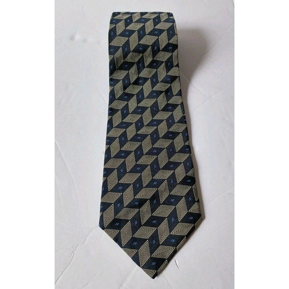 Vintage Polo Ralph Lauren Tie Black Gray Abstract Handmade 100% Silk
